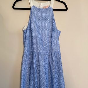Light Blue Eyelet Fit and Flare Dress